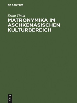 cover image of Matronymika im aschkenasischen Kulturbereich